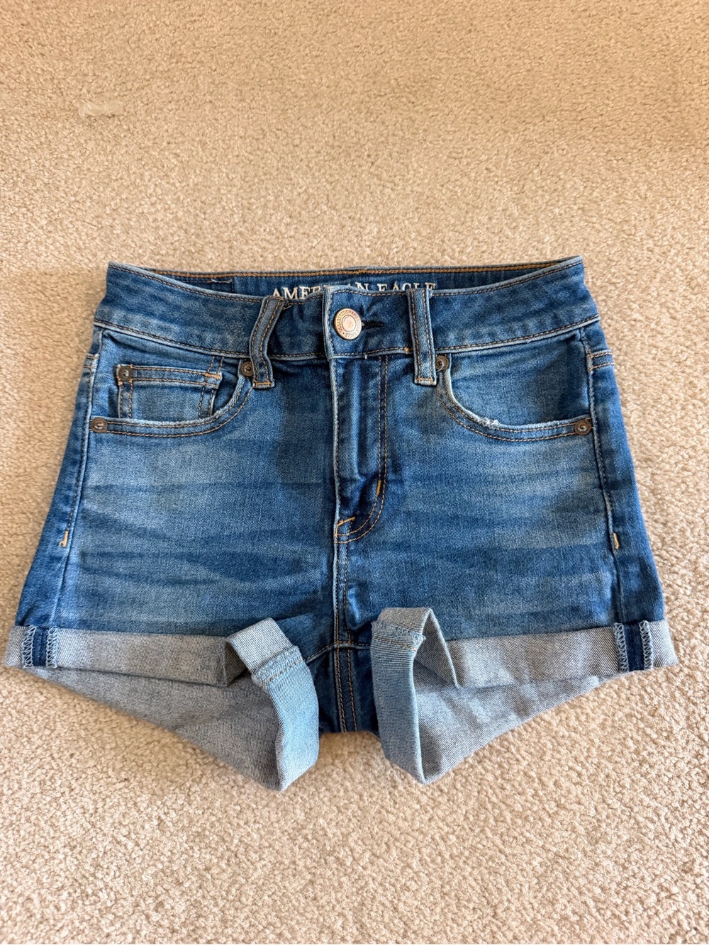 American Eagle Outfitters Blue Rolled-Cuff Denim Shorts